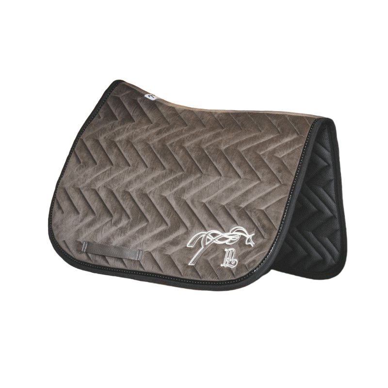 tapis de selle velours taupe/ noir Pénélope | OHLALA