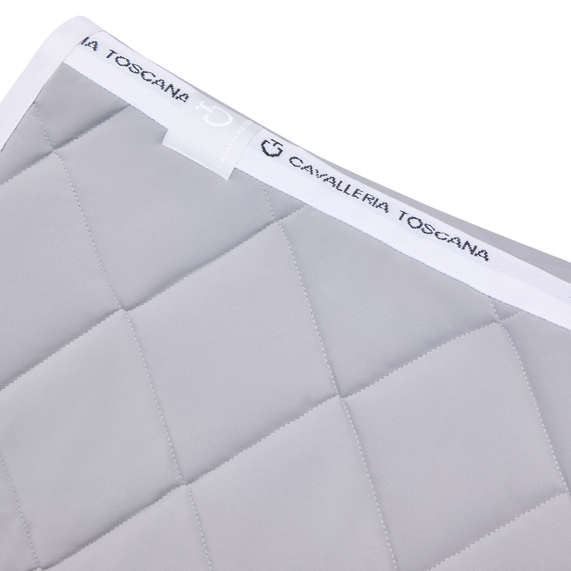 Cavalleria Toscana - Tapis de selle Diamond Quilted Jersey light grey et blanc | - Ohlala