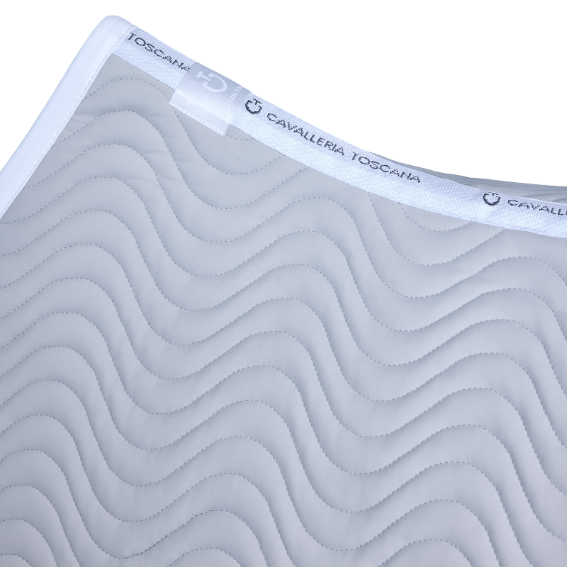 Cavalleria Toscana - Tapis de selle Double Orbit Wave Quilted light grey et blanc | - Ohlala