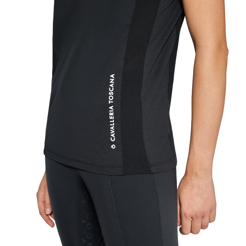 Cavalleria Toscana - T-shirt manches courtes femme Jersey mesh noir | - Ohlala