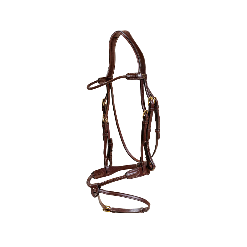 Attache Muserolle Flash ExionPro - En Cuir Tanné Végétal, Pour Caveçon, Taille Poney/Plein