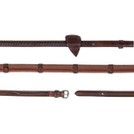Dyon - Rubberen teugels 7 gevlochten stoppers New English bruin | - Ohlala