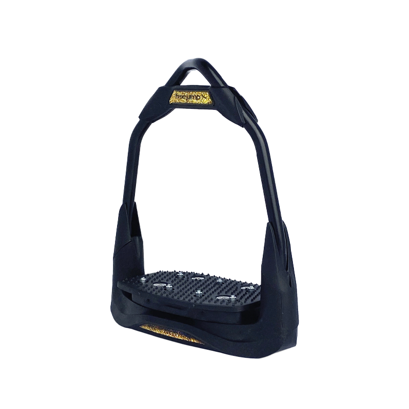 Freejump - Étriers Air's Full black plancher plat / oeil orienté / gold Dressage édition | - Ohlala