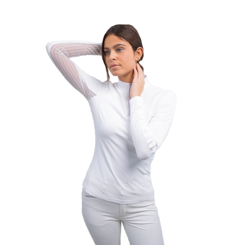 Polo technique manches longues femme Poris blanc Harcour OHLALA