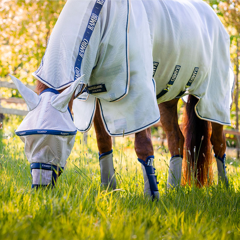 Horseware - Couverture anti-mouches argent/ marine/ blanc/ beige | - Ohlala