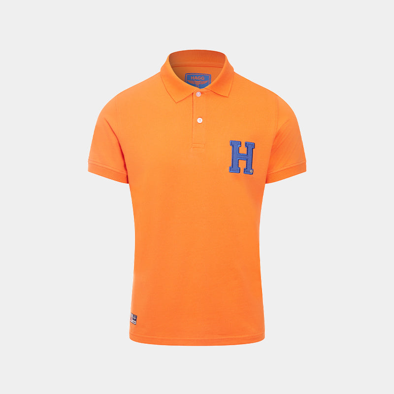 Hagg - Polo manches courtes homme orange/ bleu roi