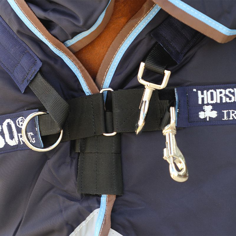 Horseware - Couverture d'extérieur Rambo Duo marine/ bleu ciel/ brun 100g + 300g | - Ohlala