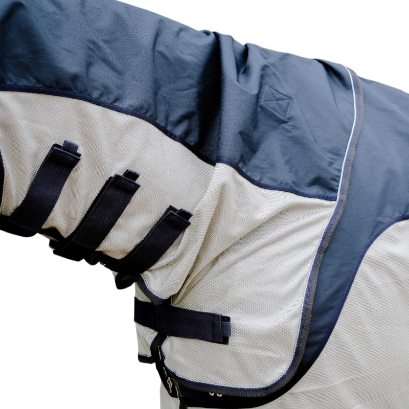 Equithème - Couverture d'extérieur Tyrex Combofly marine/ gris 0g