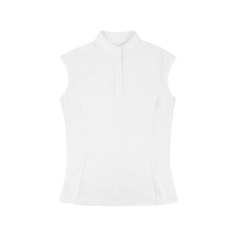 Equithème - Polo de concours sans manches femme Judith blanc