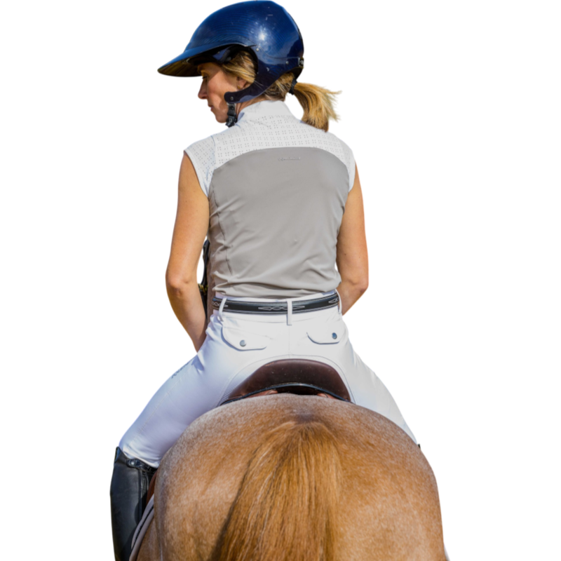 Equithème - Polo de concours sans manches femme Judith taupe