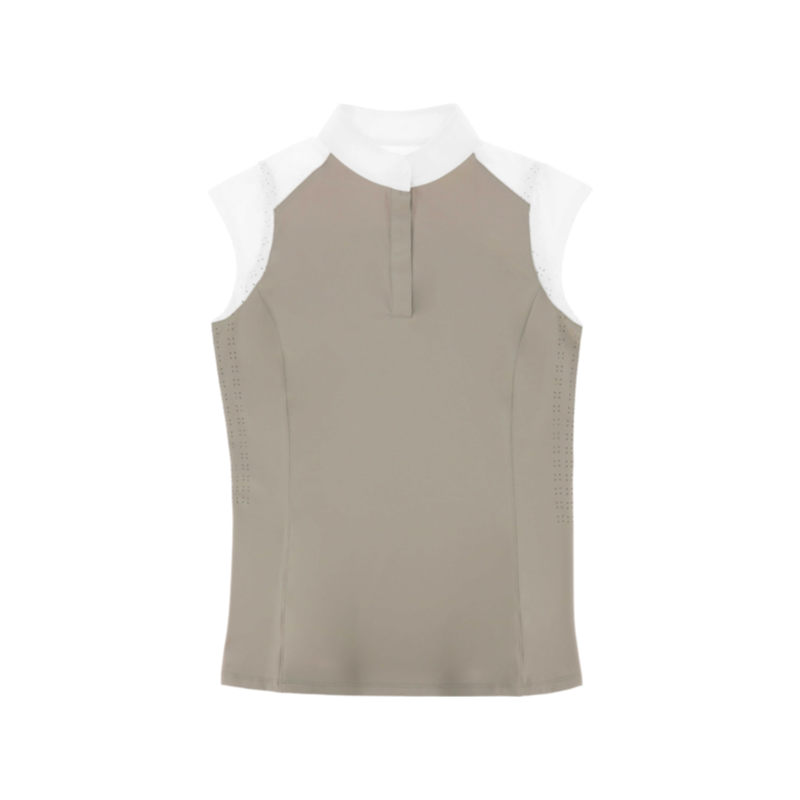 Equithème - Polo de concours sans manches femme Judith taupe