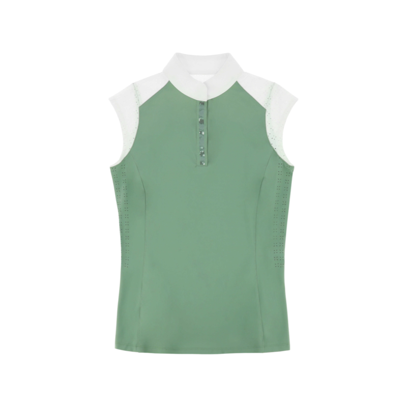 Equithème - Polo de concours sans manches femme Judith vert clair