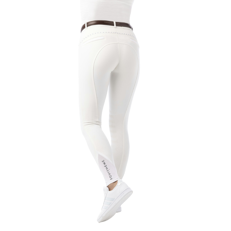 Equithème - Pantalon d'équitation fille Safir blanc/ bleu | - Ohlala