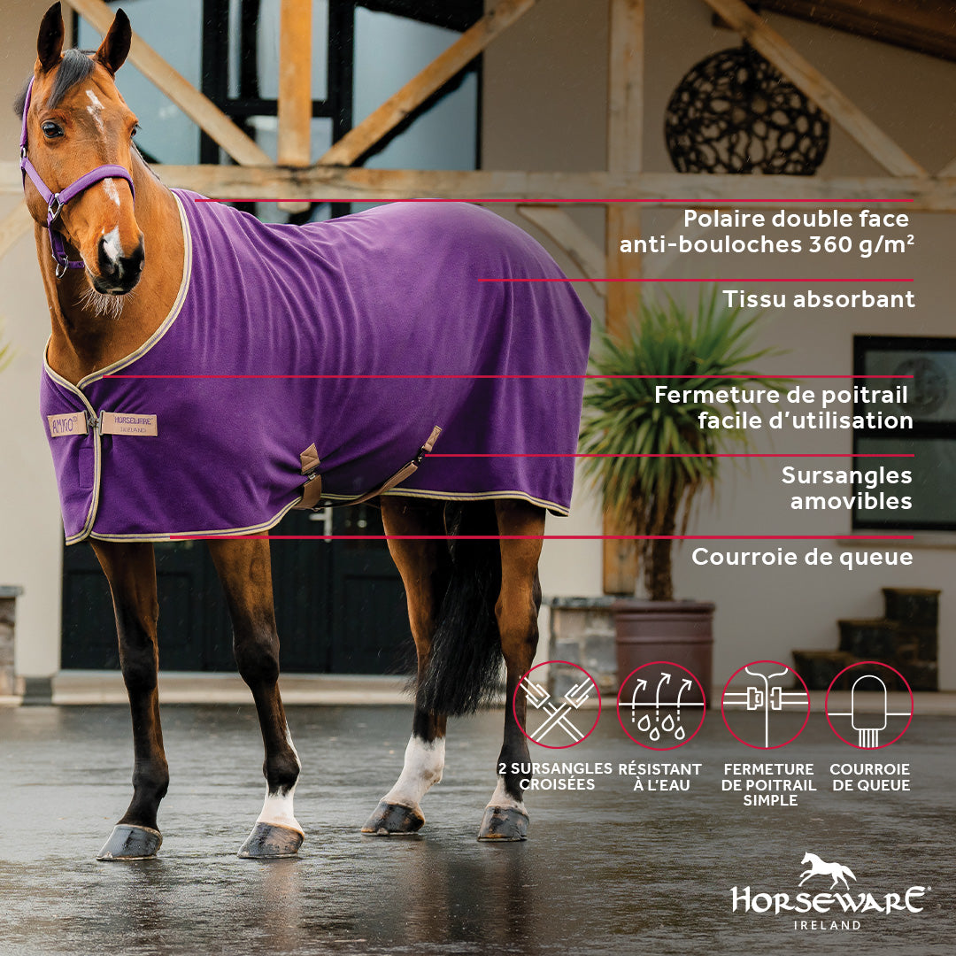 Horseware - Couverture polaire Amigo Fleece Cooler winterberry et taupe | - Ohlala