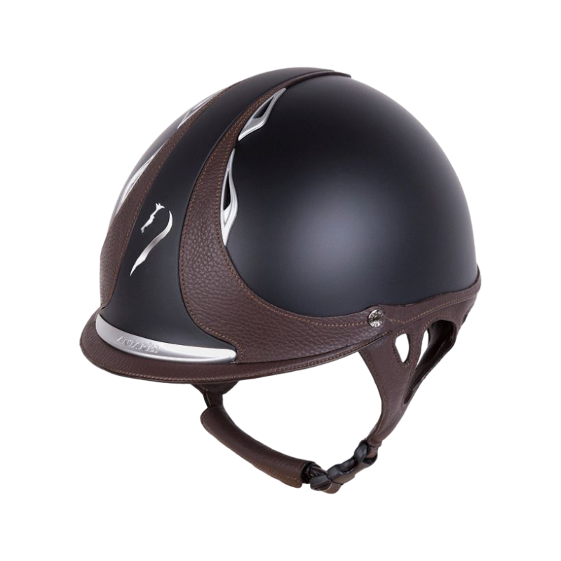 Antarès Sellier - Casque Référence Cross visière courte Noir / Marron | - Ohlala