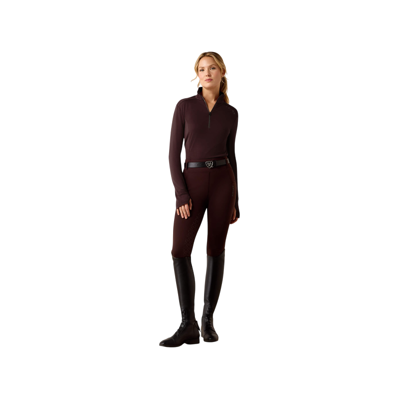 Ariat - Baselayer zippé manches longues femme Cheviot chocolate plum
