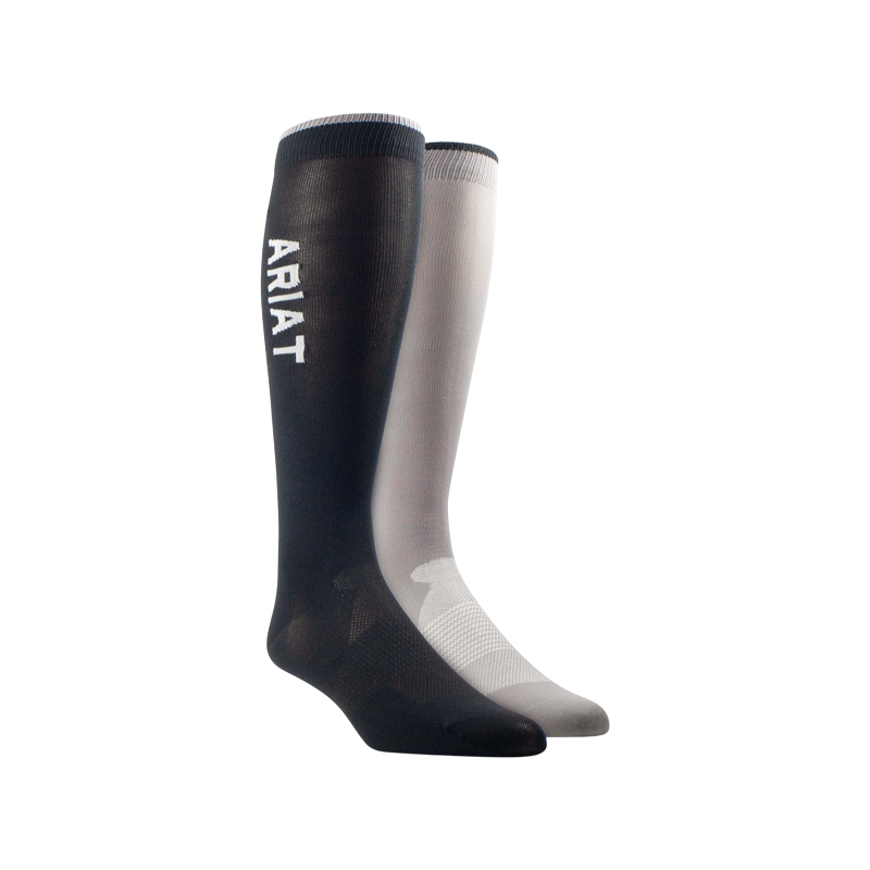 Ariat - Chaussettes d'équitation unisexe AriatTEK Essential Performance noir/ zinc (x2)