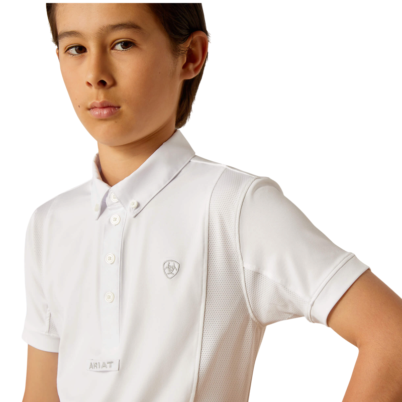 Ariat - Polo de concours manches courtes enfant TEK blanc
