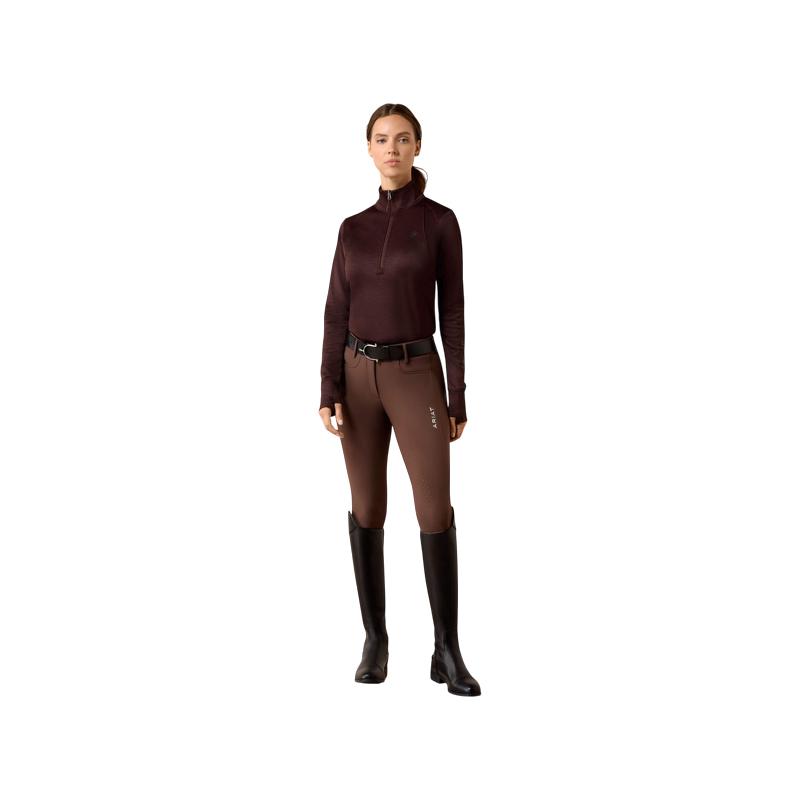 Ariat - Pull à col zippé femme Team EQ chocolate plum