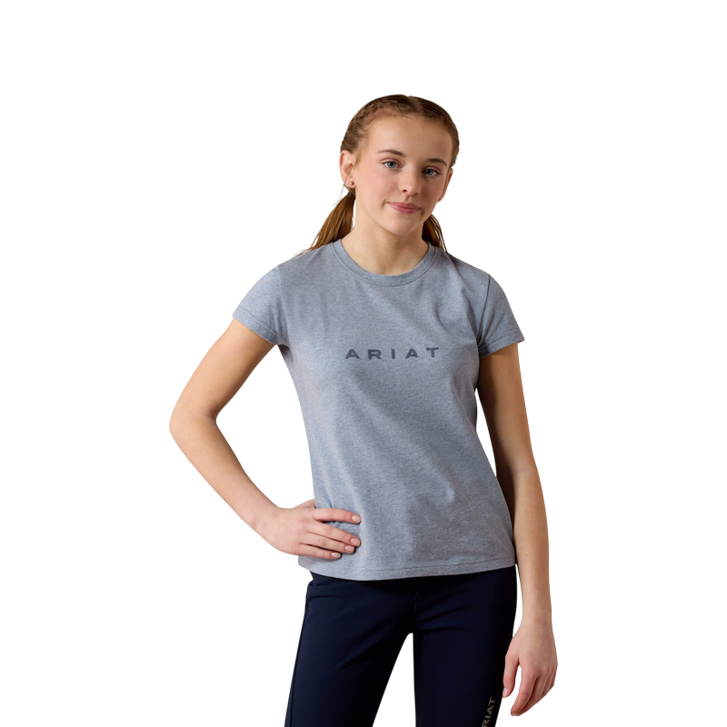 Ariat - T-shirt manches courtes enfant The Logo blue grey heather