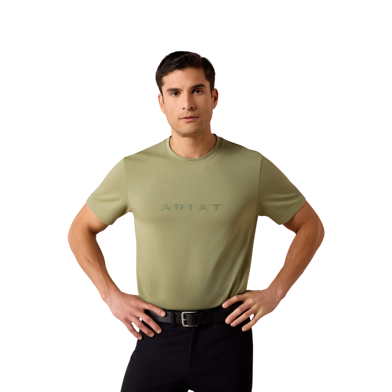 Ariat - T-shirt manches courtes homme The Logo oil green