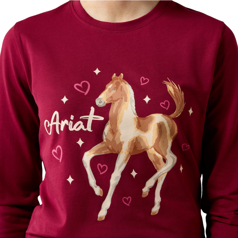 Ariat - T-shirt manches longues enfant Painted Dream beet red