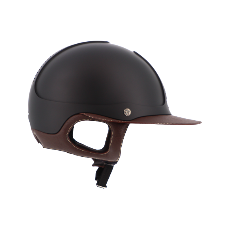 Antarès Sellier - Casque d'équitation Précision Galaxy noir chrome visière Eclipse marron