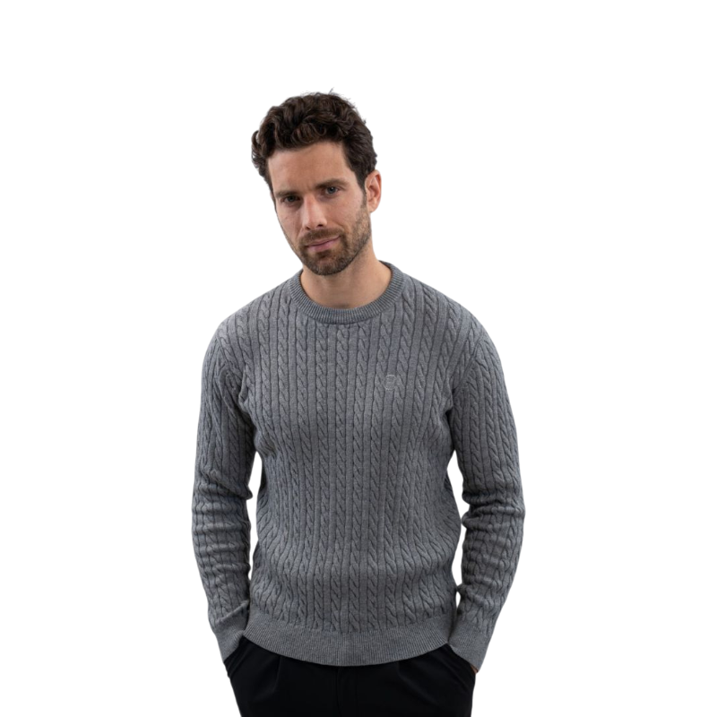 Harcour - Pull manches longues homme Arthur gris chiné