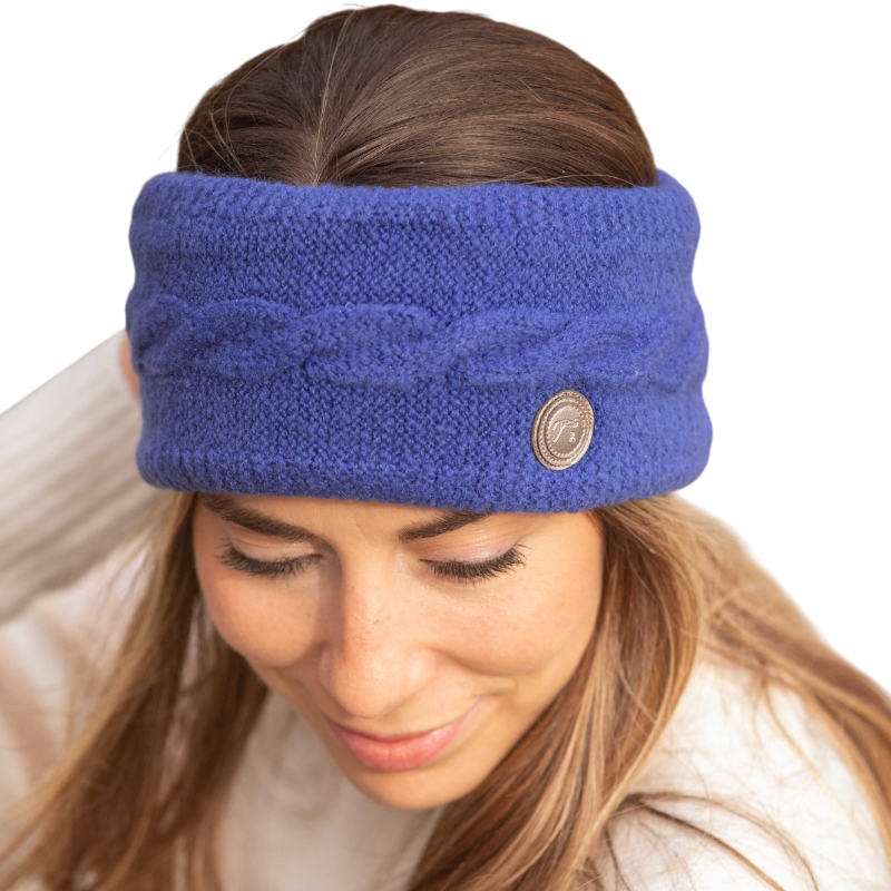 Pénélope - Bandeau tricoté femme Mel bleu roi
