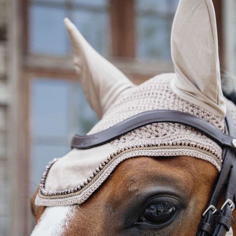 Kentucky Horsewear - Bonnet Wellington Velvet pearls beige | - Ohlala