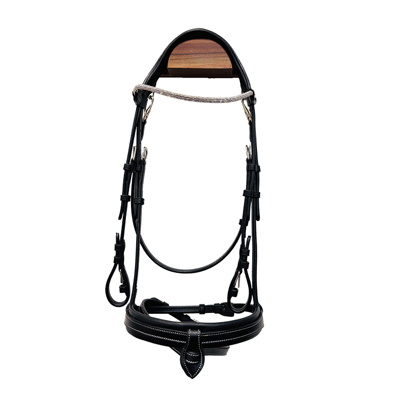 Flags & Cup - Bridon muserolle combinée Geneve noir/ argent | - Ohlala