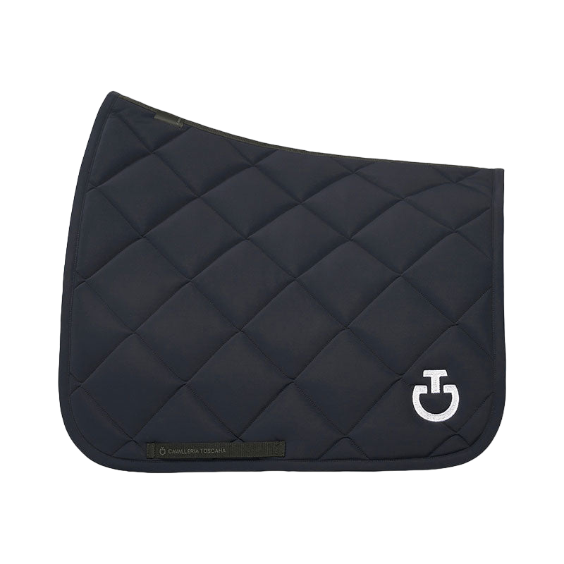 Cavalleria Toscana - Tapis de dressage Diamond Quilted Jersey noir et logo blanc | - Ohlala