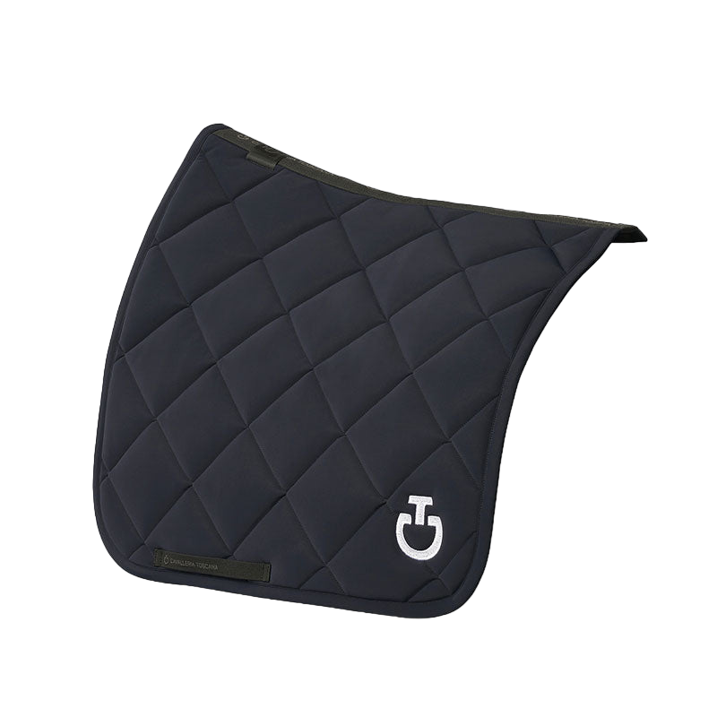 Cavalleria Toscana - Tapis de dressage Diamond Quilted Jersey noir et logo blanc | - Ohlala