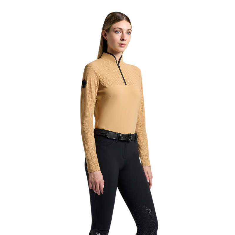 Cavalleria Toscana - Baselayer manches longues femme Perforated Jersey Inserts tan