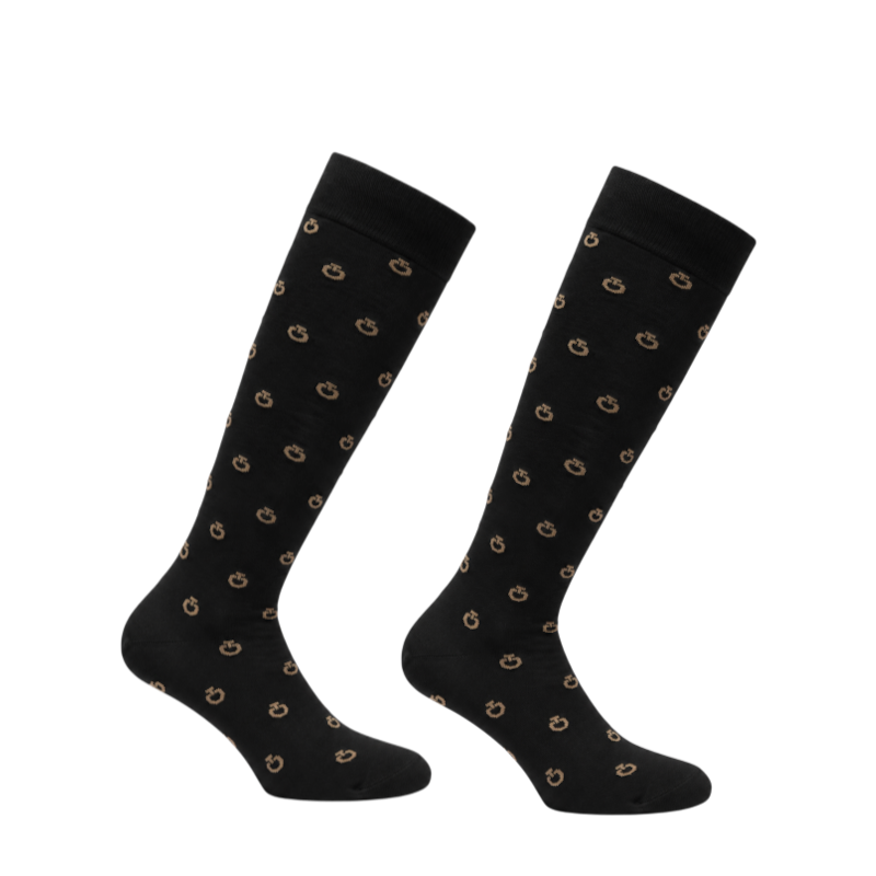 Cavalleria Toscana - Chaussettes d'équitation Mini CT Jacquard noir/ vanille