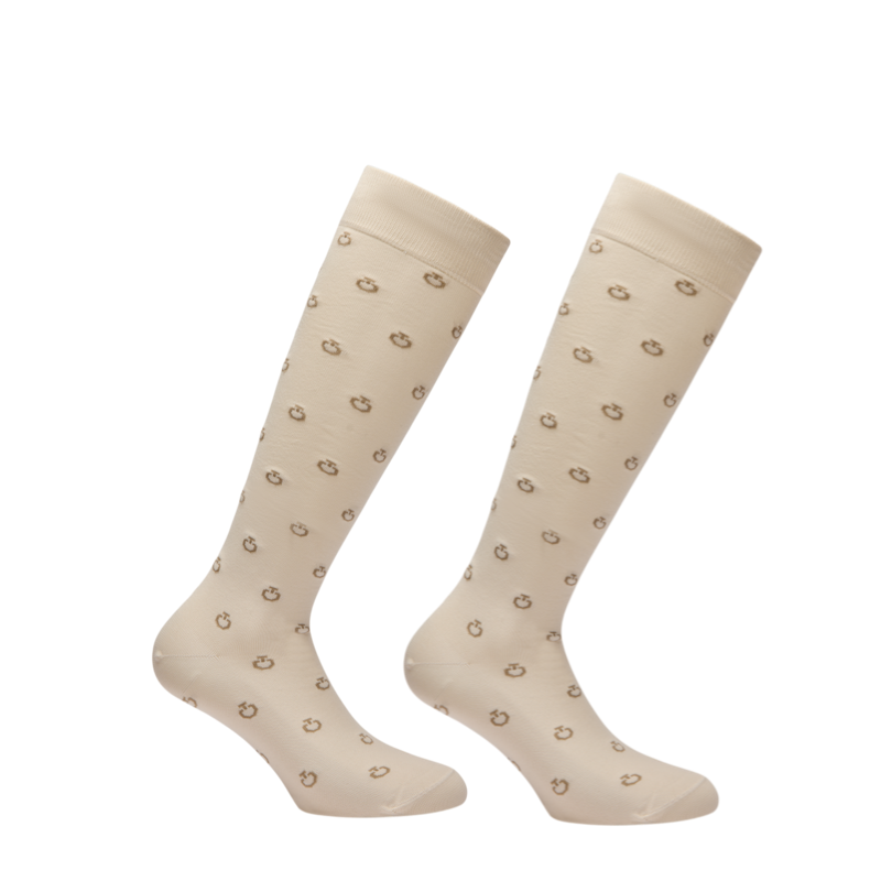 Cavalleria Toscana - Chaussettes d'équitation Mini CT Jacquard vanille/ aluminium
