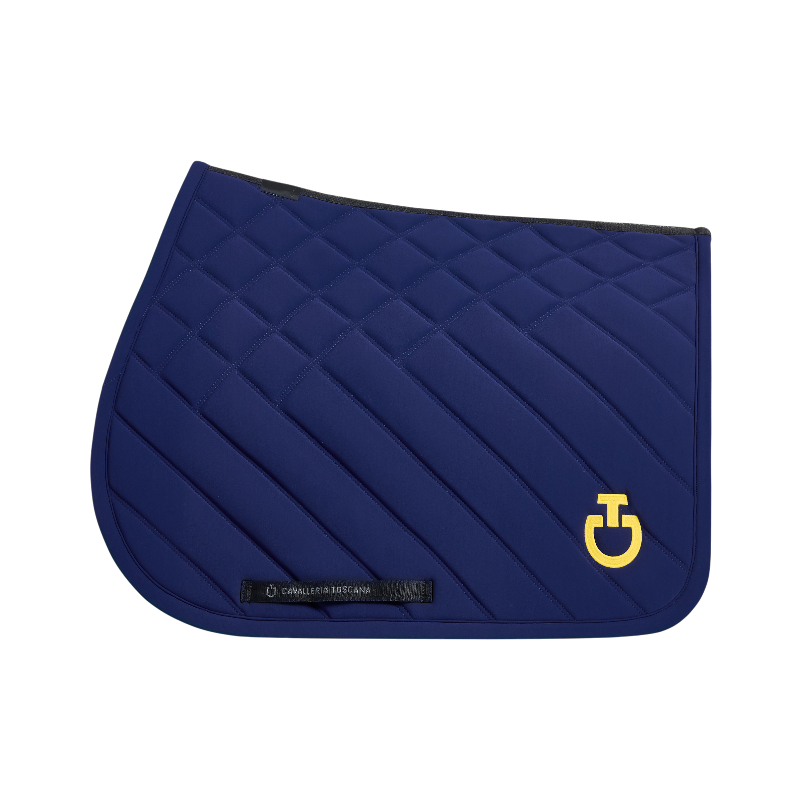 Cavalleria Toscana - Tapis de selle Diamonds and Lines Quilted midnight blue/ jaune