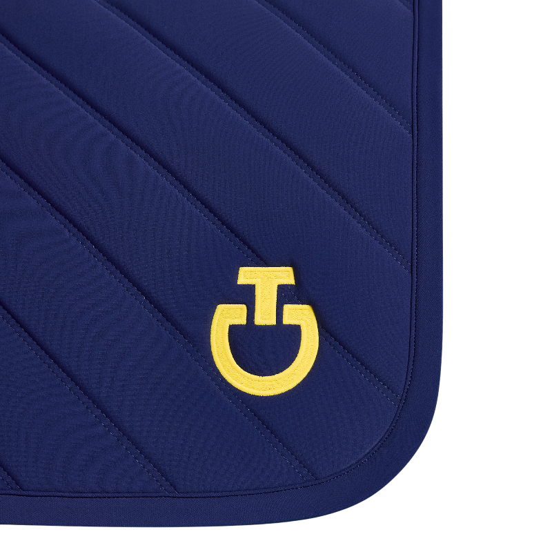 Cavalleria Toscana - Tapis de selle Diamonds and Lines Quilted midnight blue/ jaune
