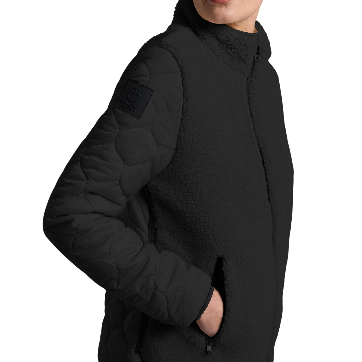 Cavalleria Toscana - Veste manches longues femme Teddy Fleece noir