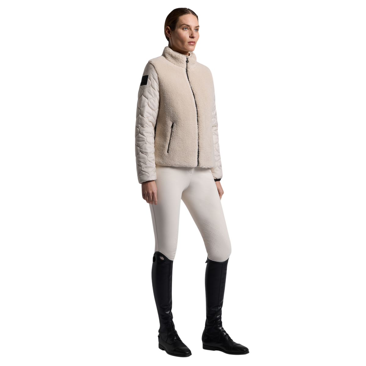 Cavalleria Toscana - Veste manches longues femme Teddy Fleece vanille