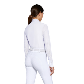Cavalleria Toscana - Polo de concours manches longues femme CT Perforated Competition blanc | - Ohlala