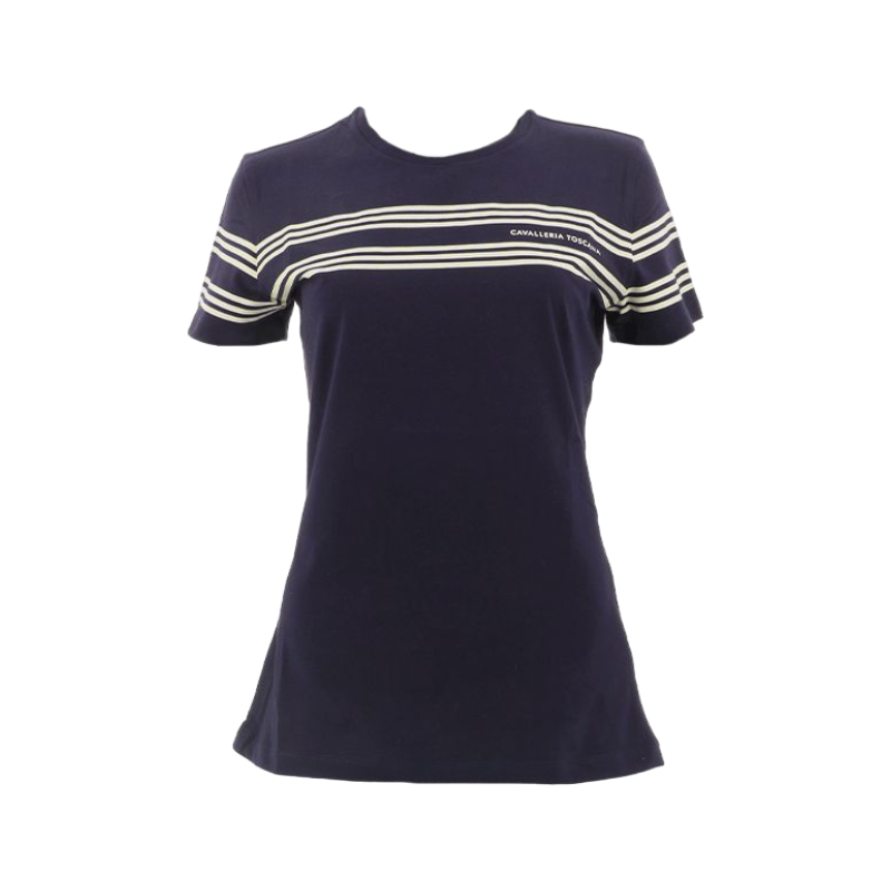 Cavalleria Toscana - T-shirt marinière femme coton marine | - Ohlala