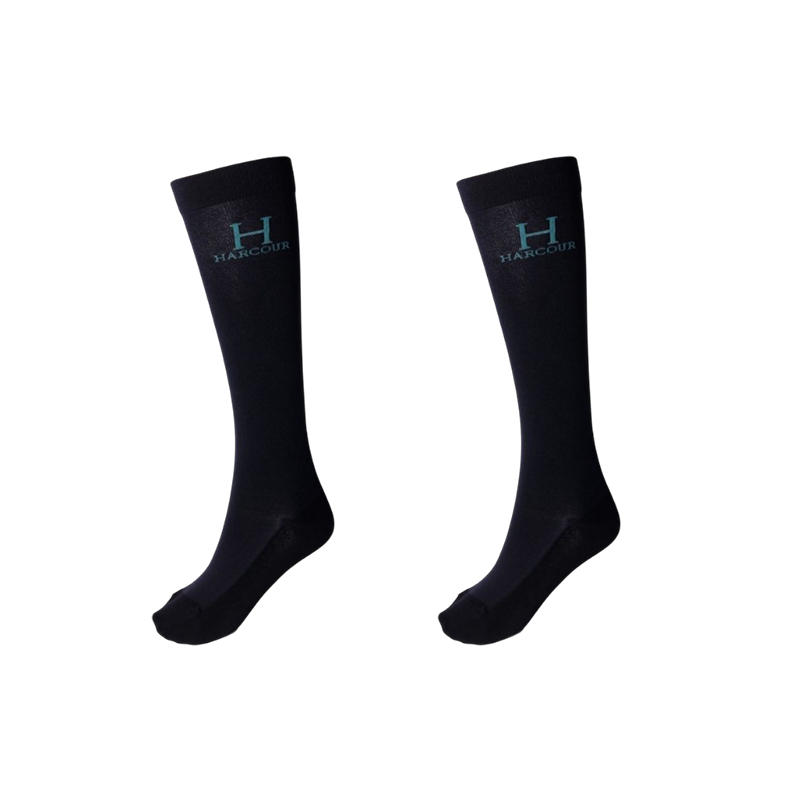 Harcour - Chaussette d'équitation Badminton marine/ peacock