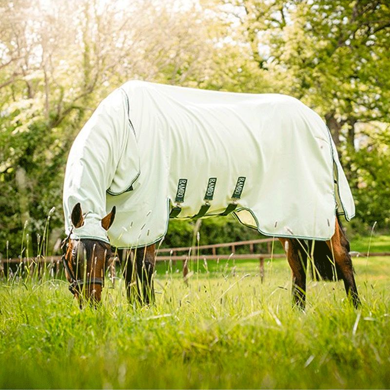 Horseware - Couverture anti-mouches Rambo Hoody vert sauge | - Ohlala