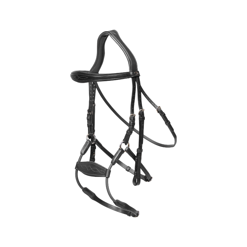 Dyon - Bridon muserolle hybride élastique New English Collection noir