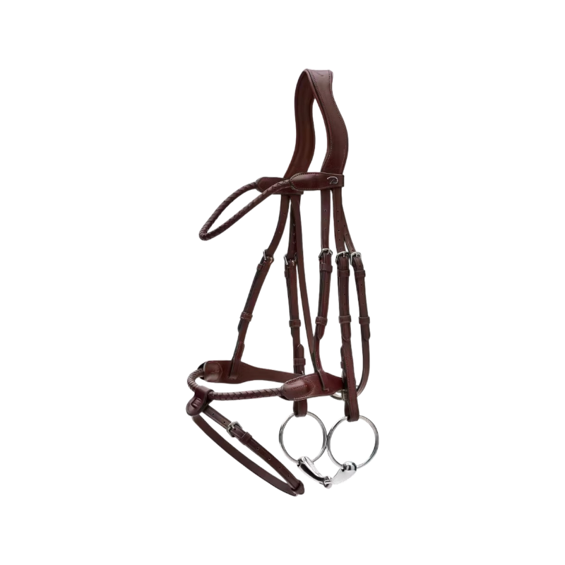 Dyon - Bridon tressé avec noseband amovible New English Collection marron