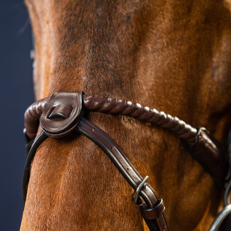 Dyon - Noseband 1/2 2 attaches amovibles New English Collection marron