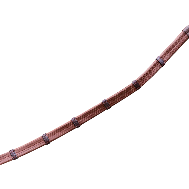 Dyon - Rênes caoutchouc 5/8 avec arrêtoirs et mousqueton Working brun