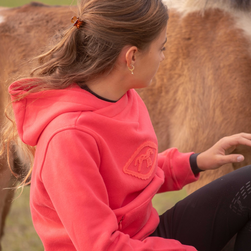 Eden by Pénélope - Sweat à capuche enfant Louison rouge fluo