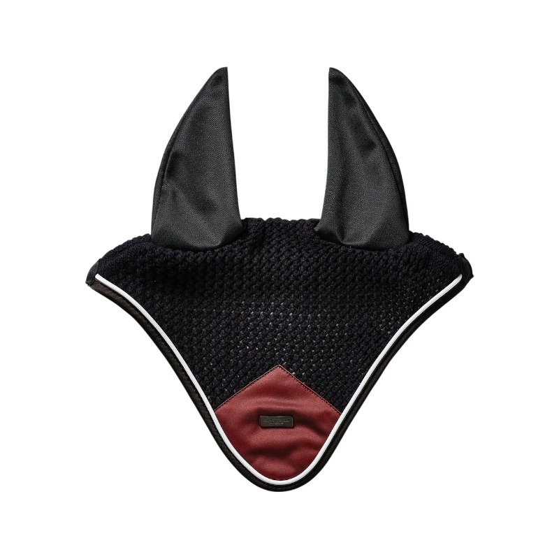 Equestrian Stockholm - Bonnet pour chevaux Modern Luxe noir/ rouge foncé
